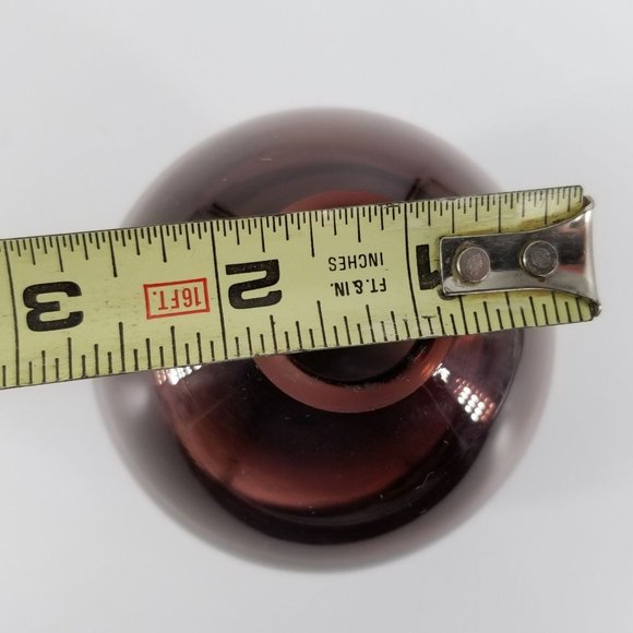 Purple Amethyst Hand Blown Art Glass Bud Vase Clear Bottom 4.50" x 2.75" MCM - Picture 10 of 10